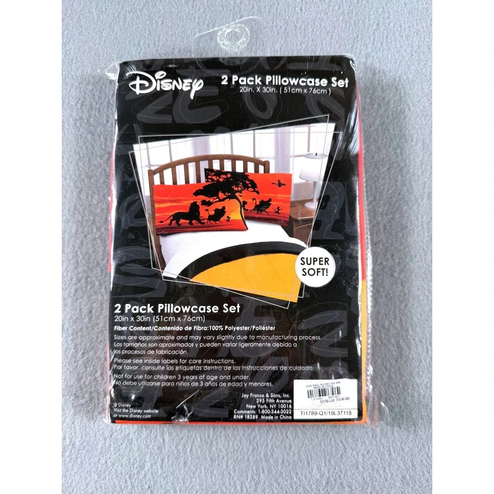 Disney Lion King 2 Pack Pillowcase Set Simba Timon Pumbaa New Sealed Standard